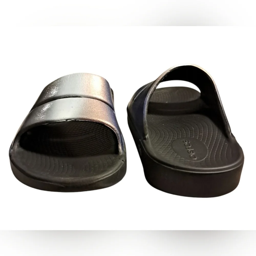 OOFOS Women's Slide Sandals - Black and Purple - Picture 13 of 14